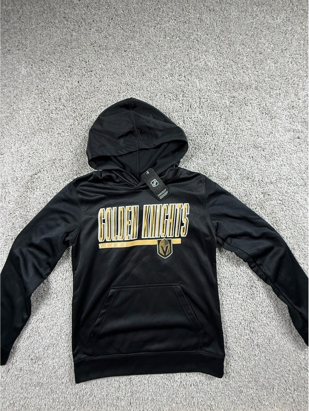 NWT Vegas Golden Knights NHL Youth Large 12/14 Black Pullover Hoodie Sweatshirt